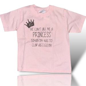 Pink Princess Crown Silver Glitter Short Sleeve Tee T-Shirt Top Size 4T NEW